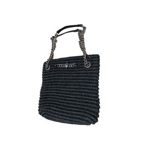 KURT GEIGER LONDON Small Chelsea Raffia Shoulder Tote Black